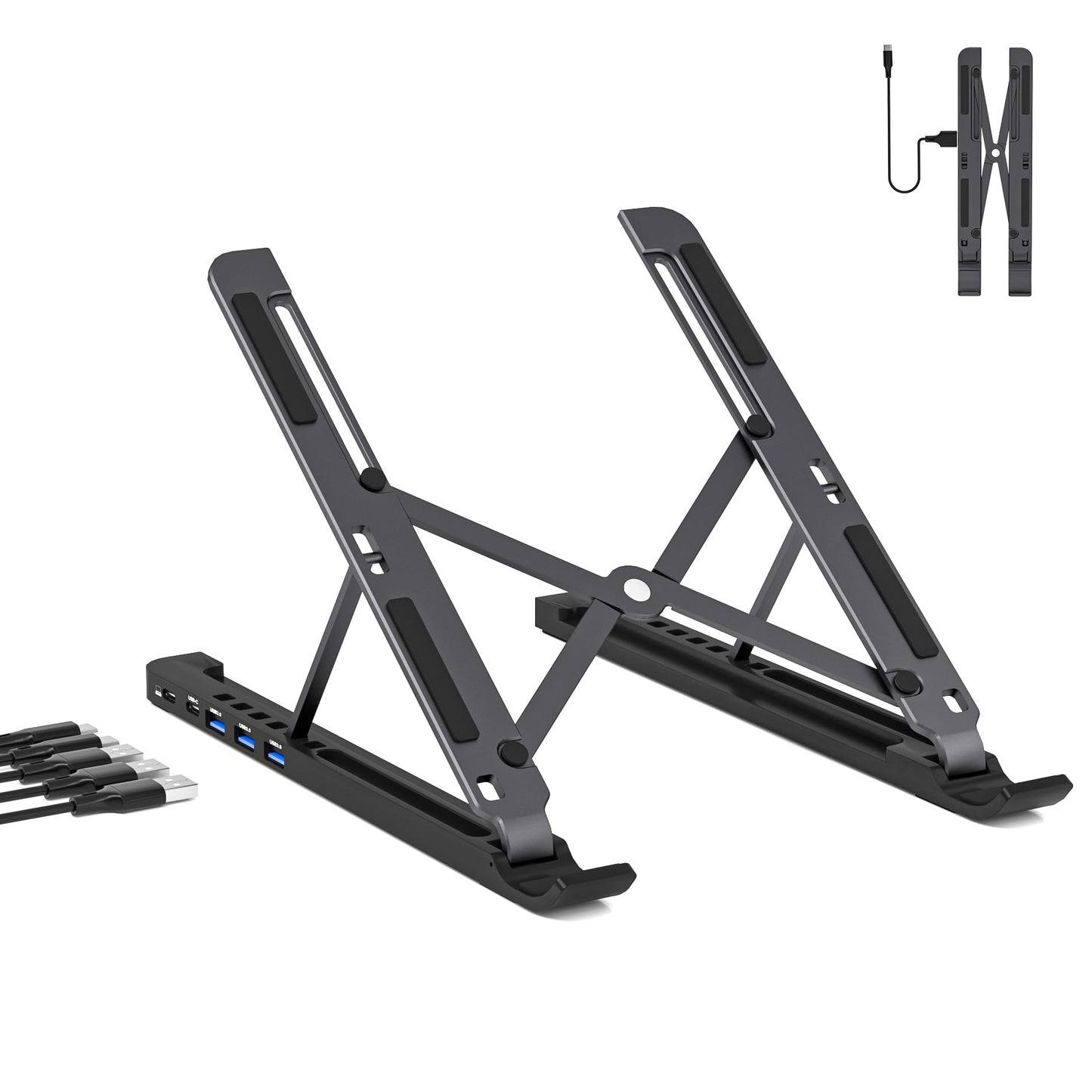 USB C BoYata Laptop Docking Stand with USB Ports 5-in-1 USB C and USB 3.0 Hub Adjustable and Portable Laptop Stand (Docking Stand)